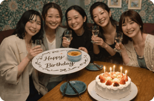 お誕生日祝いの風景写真